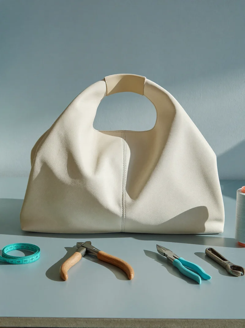 Illustration: Konzept für die Reparatur einer Ledertasche